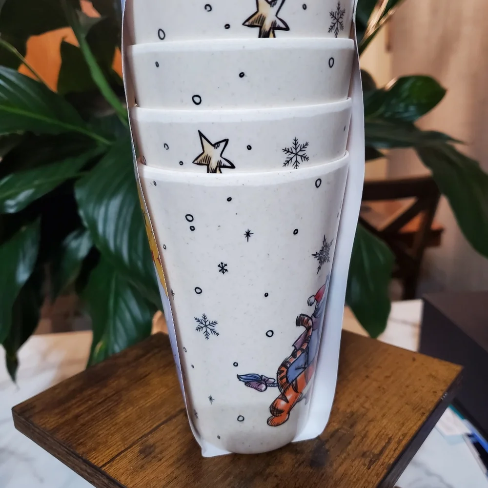 Disney Winnie the Pooh Christmas Bamboo Cups 4 pack